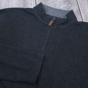 Mizzen + Main Sweater Mens Large Gray Woosters 1/4 Zip Pullover Preppy Top